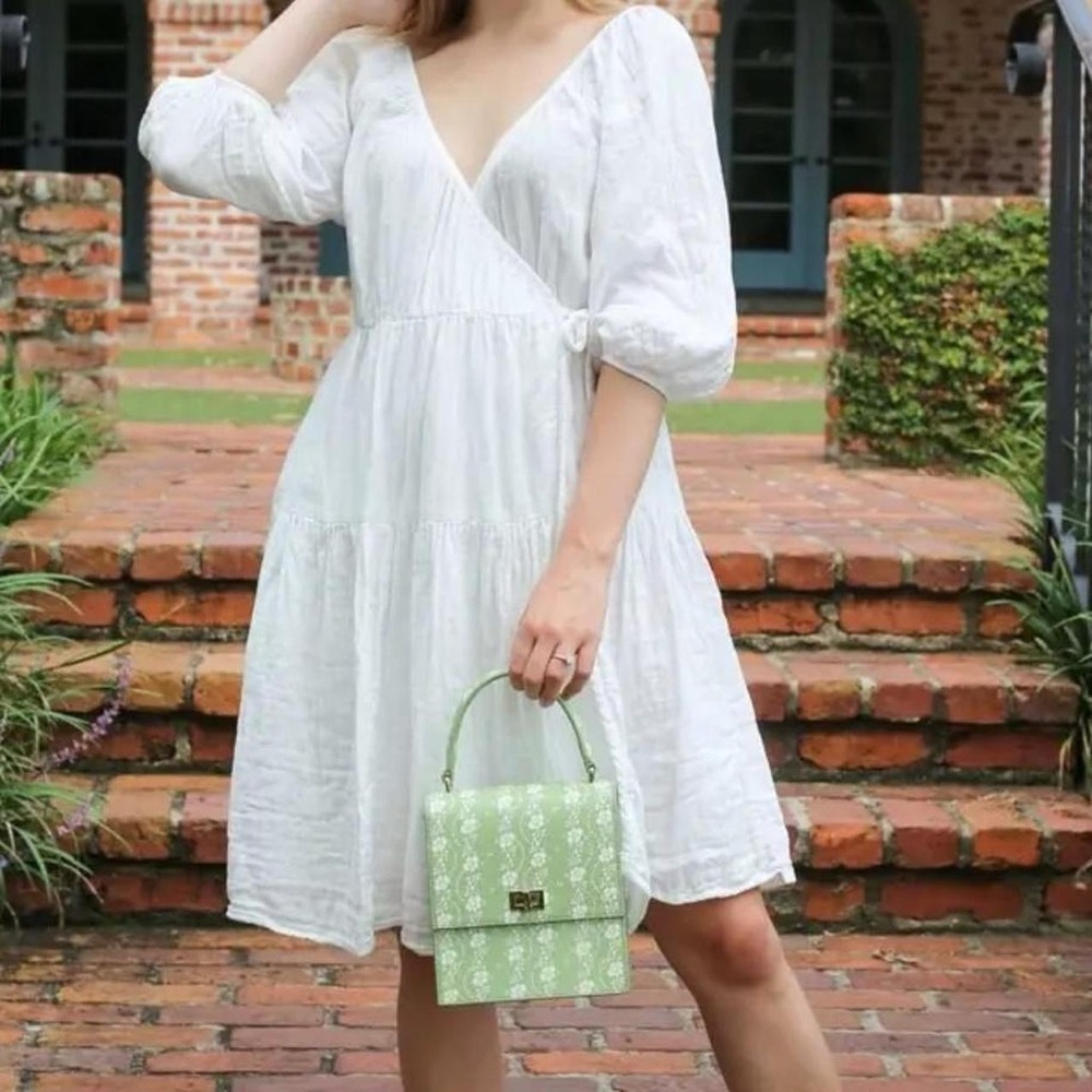 Love, Whit by Whitney Port White Cotton Boho Wrap Dress NWT Size M